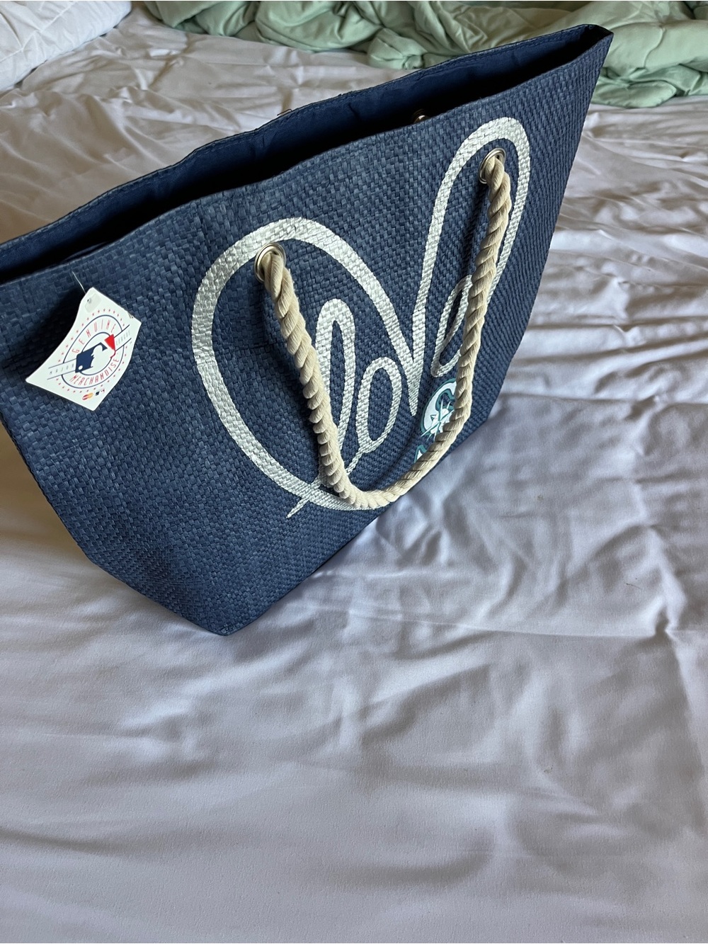 Seattle Mariners Blue Woven Straw Small Love Rope Tote Bag โพ๏ธ - Picture 9 of 15
